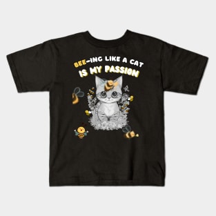 Bee And Cute Cat Kids T-Shirt